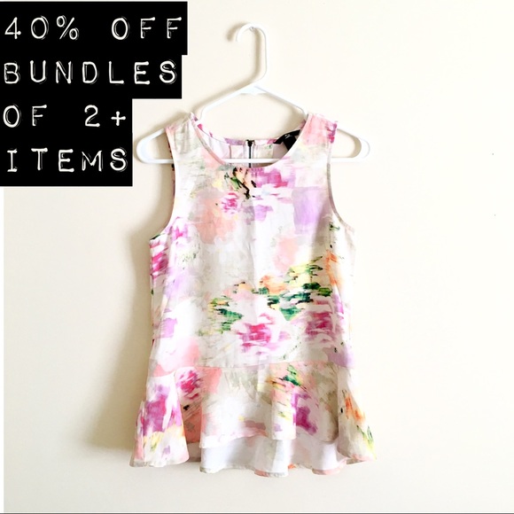 H&M Tops - Watercolor Floral Peplum Top